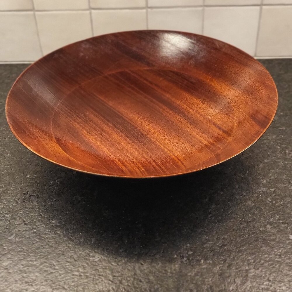 M Georges Briard W, Wooden Large Teakwood Bowl, Vintage Mid 20th Century